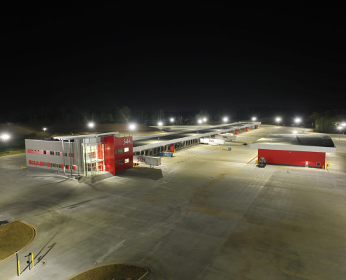 SAIA Buford, GA aerial view of dock at night