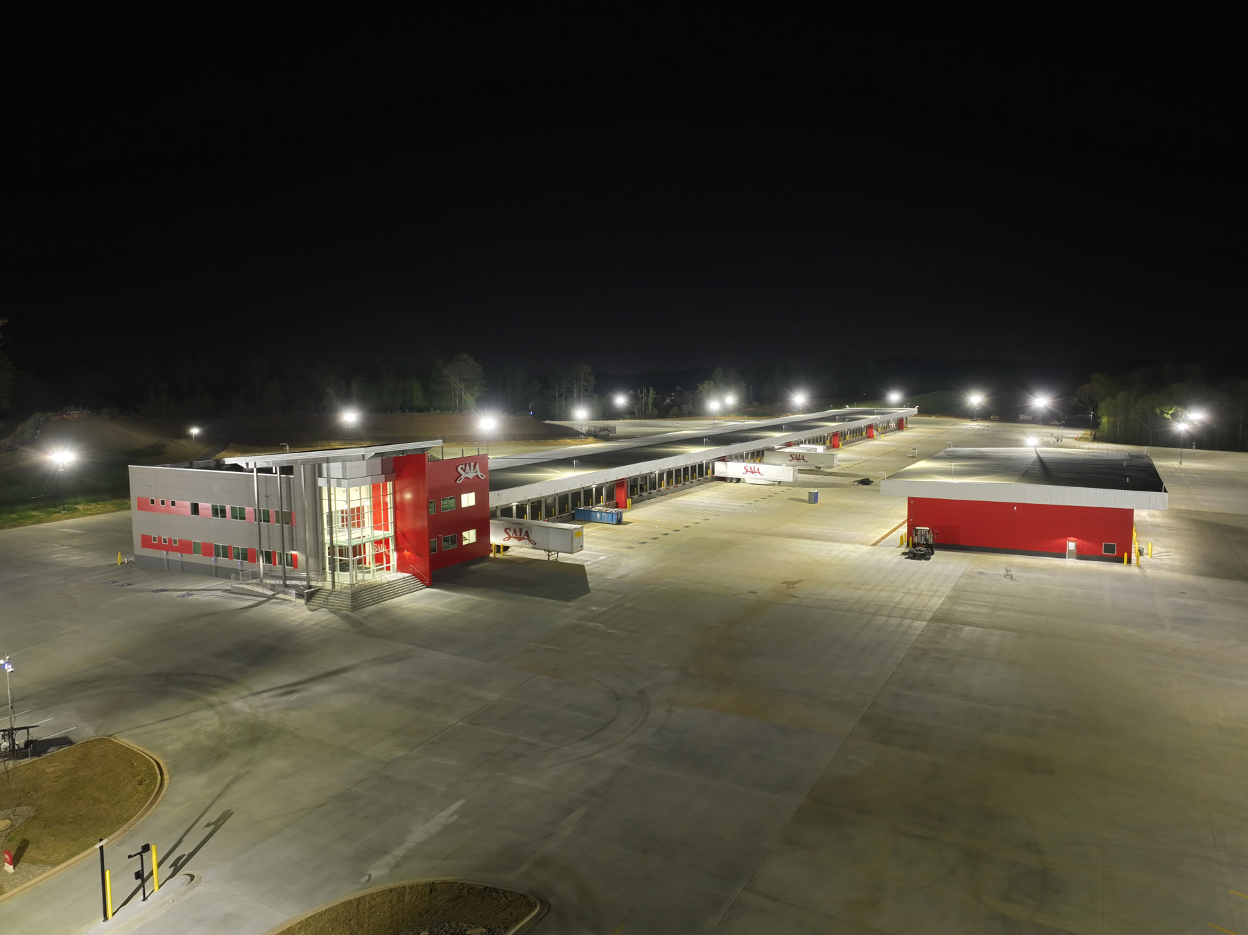 SAIA Buford, GA aerial view of dock at night