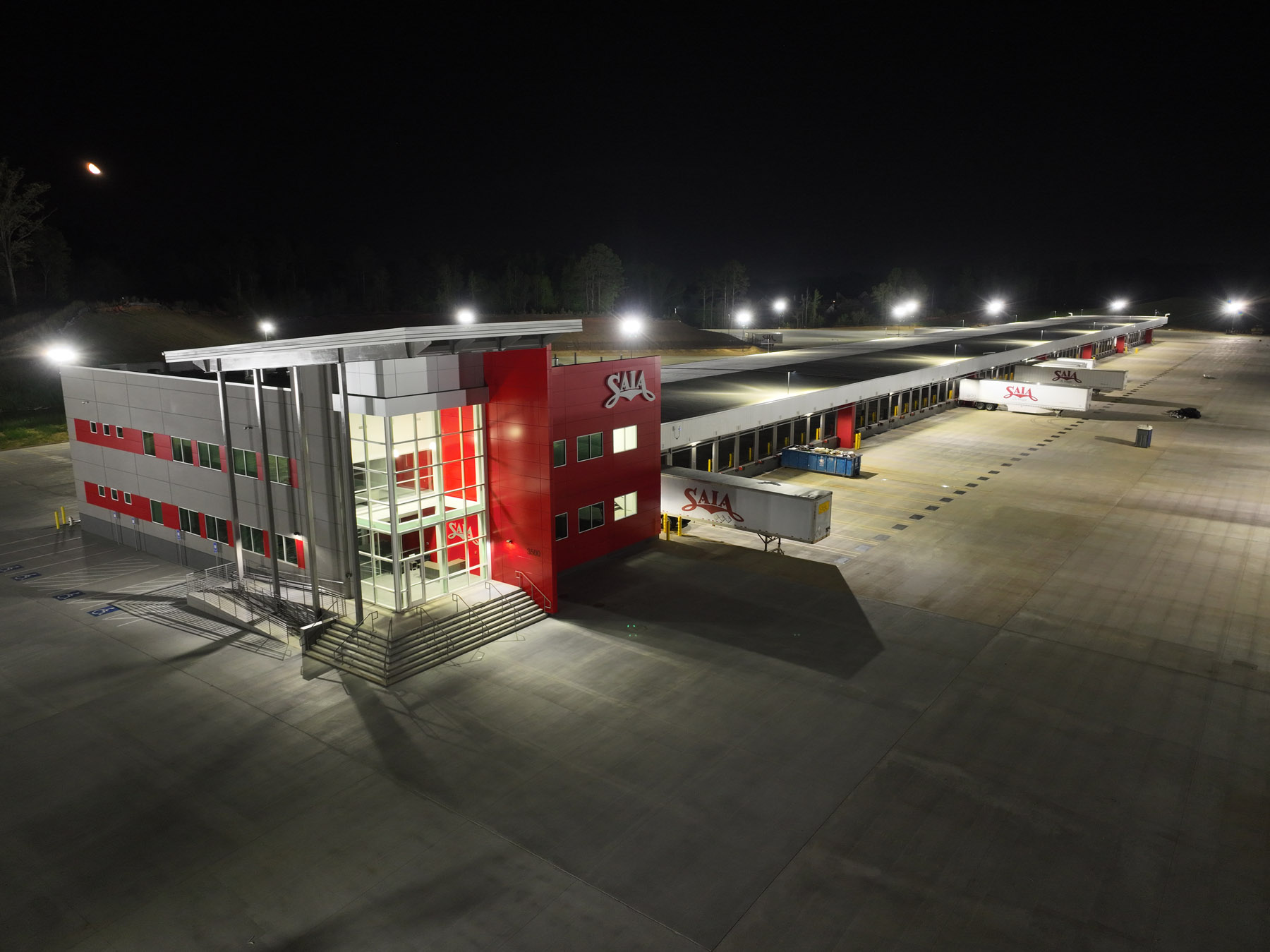 SAIA Buford, GA aerial view of dock at night